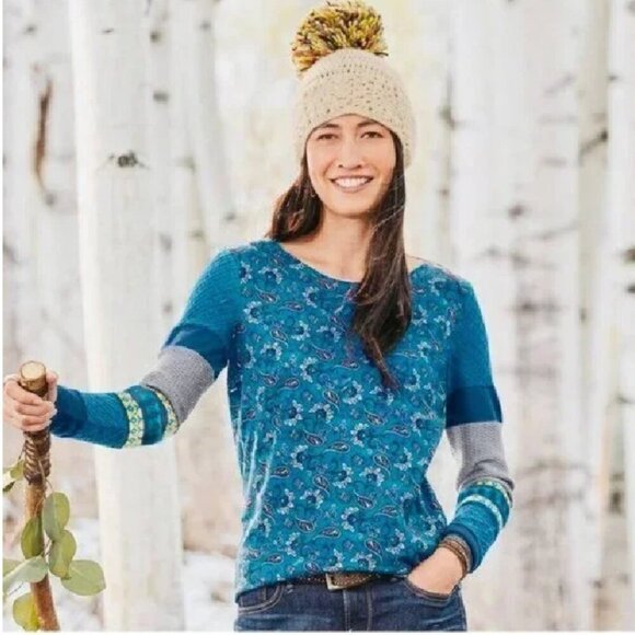 Sundance Women's Sharra Color Block Paisley Printed Top Size M - Picture 1 of 6